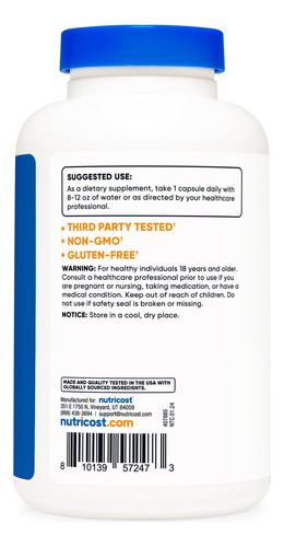 Suplemento Nutricost Siberian Eleuthero 500mg 240 Cápsulas