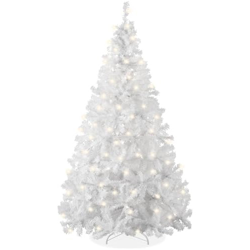 Árbol De Navidad Blanco Preiluminado De 7.5 Pies, Árbol De P