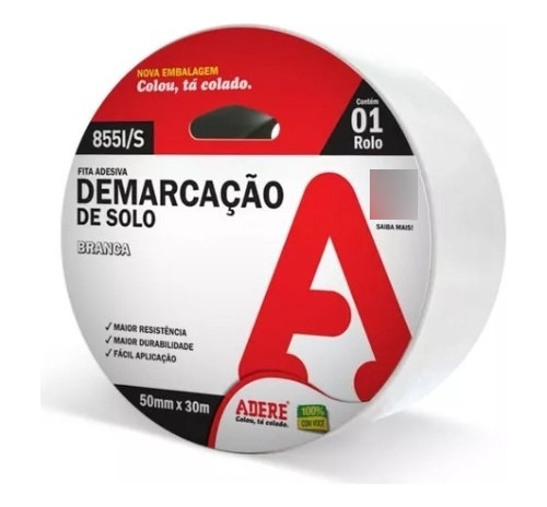 Fita Adesiva Demarcação De Solo 50 X 30 Adere - Branca -