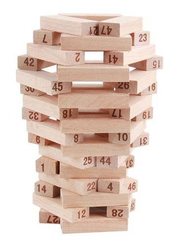 Jenga De Madera Con 4 Dados , 54 Números