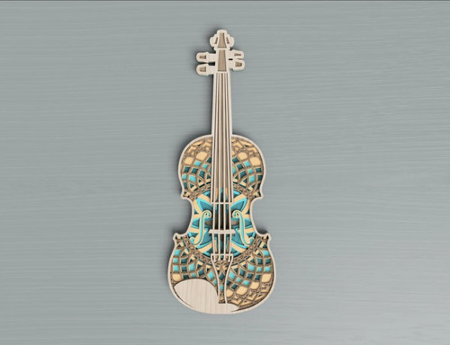 Cuadro Decorativo Violin Instrumento Musical En Madera 