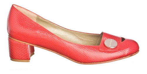 Zapatos Cuero Grabado Reptil Cherry Rojo Frou Frou Shoes