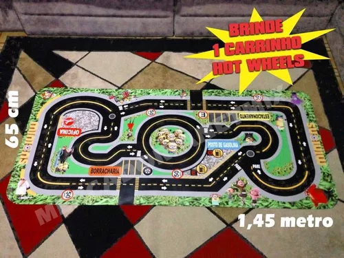 Tapete Ilustrativo em lona Pista P/ Brincar De Carrinho Hot Wheels