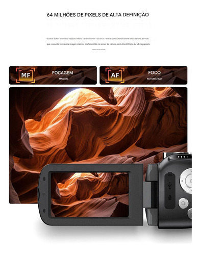 Câmera Filmadora Digital Full Hd Zoom 28x 64mp Com Led