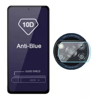 Mica Anti Blue Light + Mica Cámara Xiaomi Poco X3, Pro, Nfc