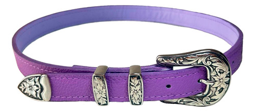 Cinturón Morado Fondo Lila. Cuero Genuino. Hebilla-puntera. Índigo Relieve 90