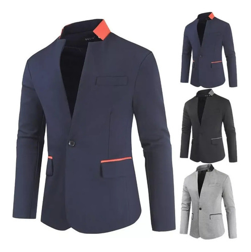 Chaqueta Saco Blazer De Corte Ajustado Con Cuello Mao Caball