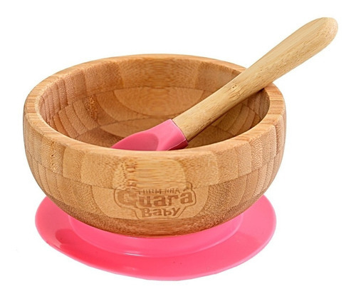 Tigela De Bambu Com Ventosa Para Bebê Turminha Guara Baby Cor Rosa