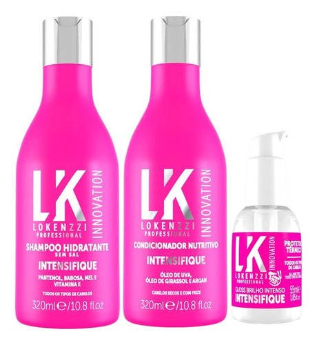 Kit Lokenzzi Intensifique Shampoo Condicionador Gloss