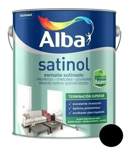 Satinol Esmalte Satinado Al Agua Negro 1 Lts Alba - Deacero