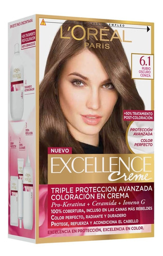 Tinta Loreal Excellence 6.1 Color Rubio Oscuro Ceniza