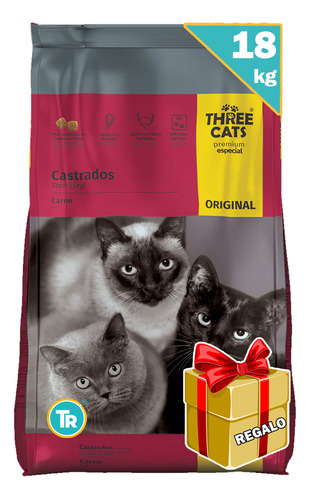 Ración Gato Castrado Threecats Original + Regalo Y E. Gratis