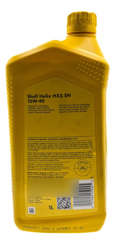 Aceite Shell Helix Hx5 15w40 1 Lt