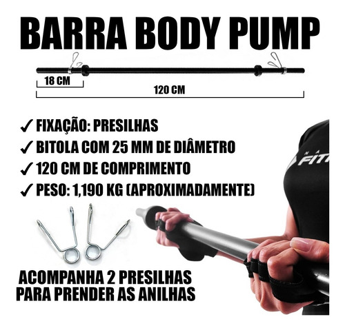 Imagem 7 de 7 de Kit Musculação Iniciante 12kg Anilhas + Barra 120 + Halteres