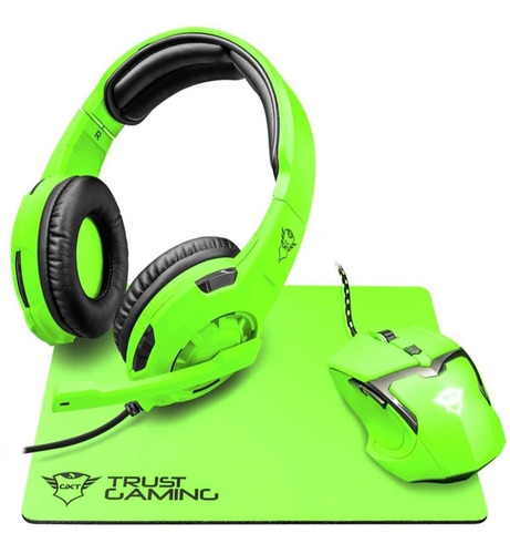 Auricular Trust Gaming Gxt 790-gr Incluye Mouse Y Pad Verde