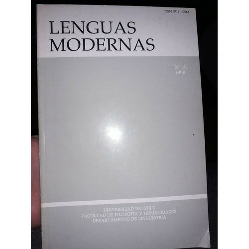 Lenguas Modernas N°16 1989 Lingüística U. De Chile 