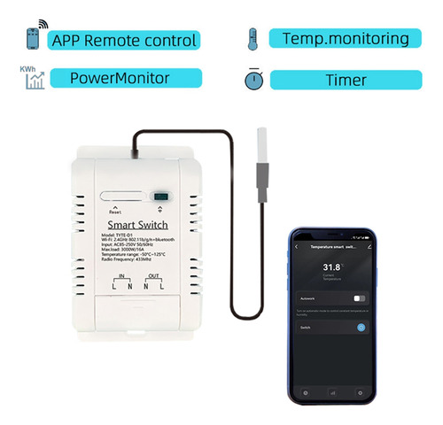 Interruptor Inteligente De Temperatura/apagado Sonoff Graffi