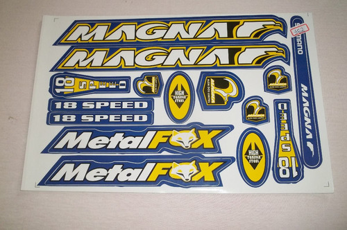 Adesivo Colante Bike Magna Metal Fox Azul E Amarelo