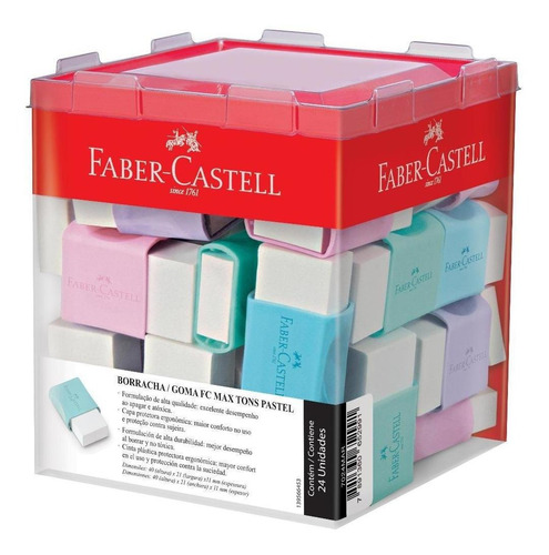 Kit De Borrachas Faber Castel Tons Pastel Com 24 Unidades
