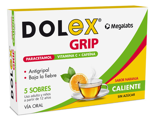Dolex Grip® Antigripal X 5 Sobres | Cafeína + Vitamina C