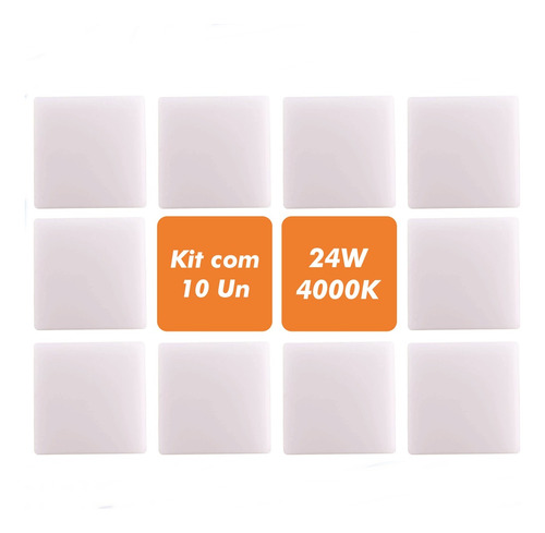 Kit 10 Painel Led Borda Infinita Embutir 17x17 Branco Neutro