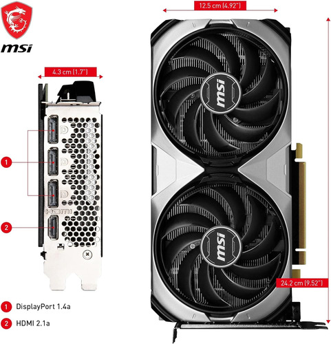 Placa De Vídeo Msi Super Ventus 2x Oc Rtx 4070 12gb Gddr6x