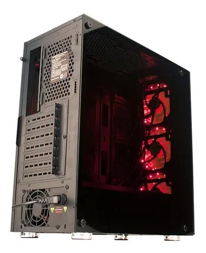 Gabinete Noganet Stormer Gamer Fuente 600w Luces Led Rojo