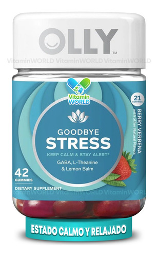 Olly Goodbye Stress | Alivio Definitivo Al Estrés 42 Gomitas Sabor Fresa