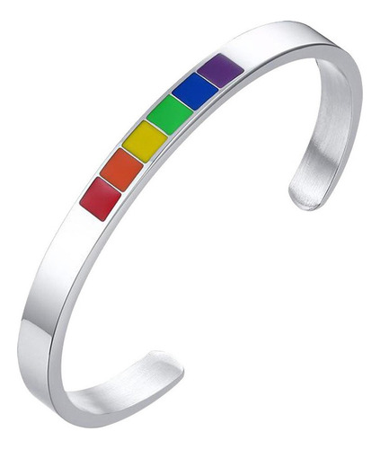 Kl 2 Piezas De Acero Rainbow Pride Gay Lgbt Pulsera Charm