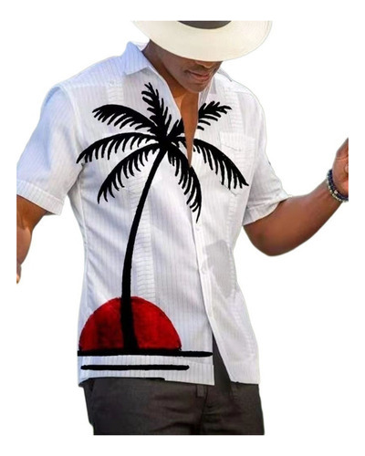 Camisa De Playa Hawaiana De Manga Corta For Hombre 1as