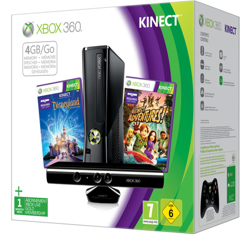 Console Xbox 360 Slim 4gb+sensor Kinect+game Kinect Adventu - Excelente (Recondicionado)