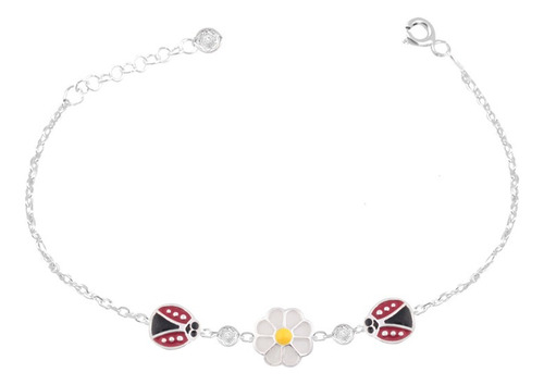 Pulsera Chinita Margarita Circón Plata Fina 925