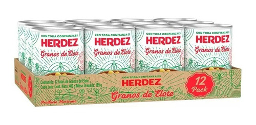 Grano De Elote Herdez 12 Pzas De 400 G C/u