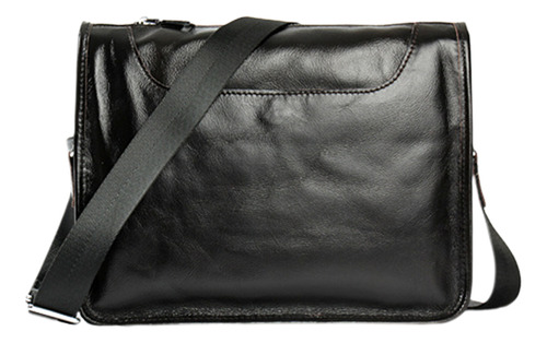 Bolso De Hombro De Cuero Negro Para Hombre, Portátil Busines