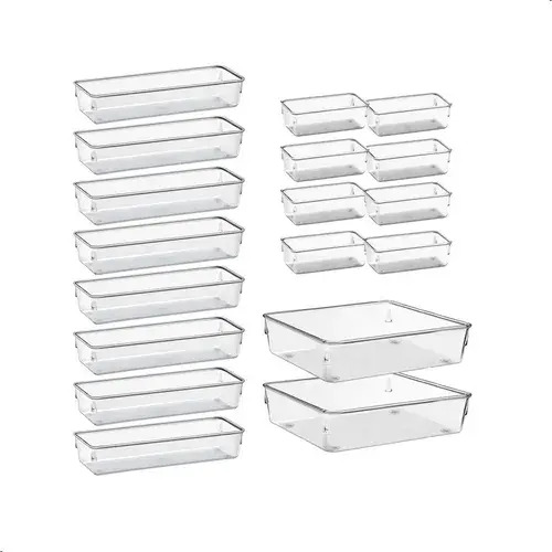 Kit 18 Organizador Multiuso Modular Gavetas Acrilico Retangular