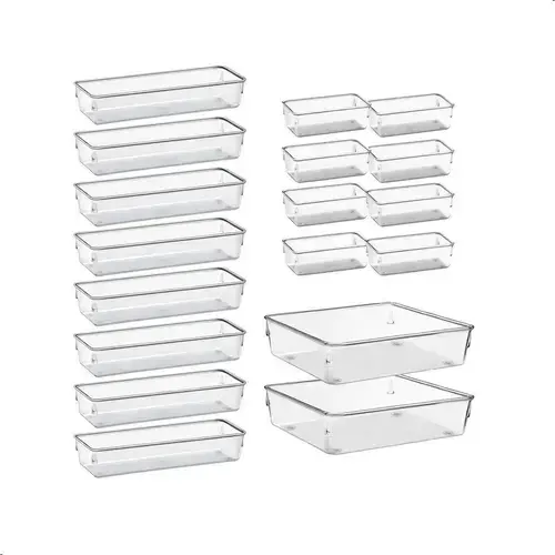 Kit 18 Organizador Multiuso Modular Gavetas Acrilico Retangular