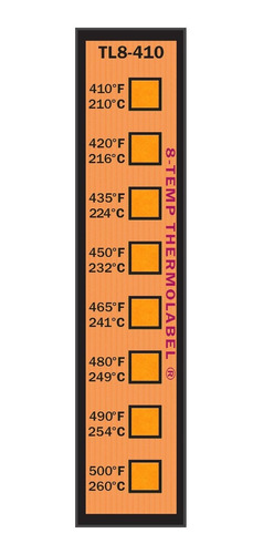 Temp Thermolabel     °f Temperatura Etiqueta Para Metal