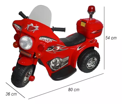 Mini Moto Elétrica Infantil 6v Com Som Sirene Polícia E Baú