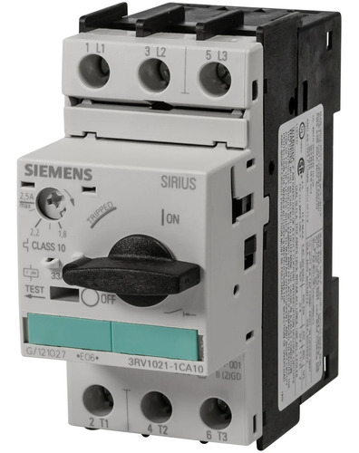 Guardamotor Siemens Modelo 3rv10211ca10,  1,8 - 2,5a