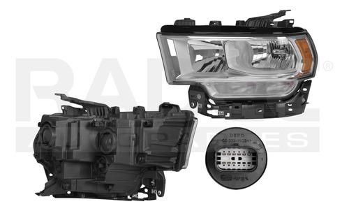 Faro Dodge Ram Pu 4000 2019 - 2022 Cromado Halogeno Depo Izq