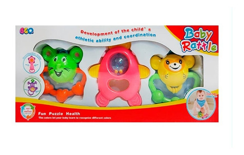 Imagen 1 de 4 de Baby Rattle Cohete 3 Sonajeros Playking
