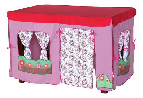Cabana Casinha Infantil Sem Armação Toalha De Mesa 4 Lugares Cor Rosa-chiclete