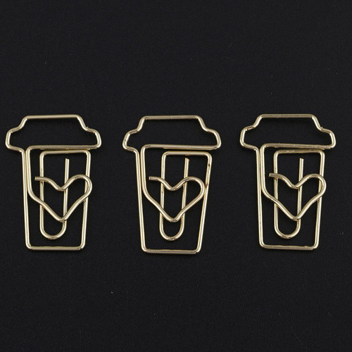 12pcs Clips De Papel Dorados Papelería Divertida Material