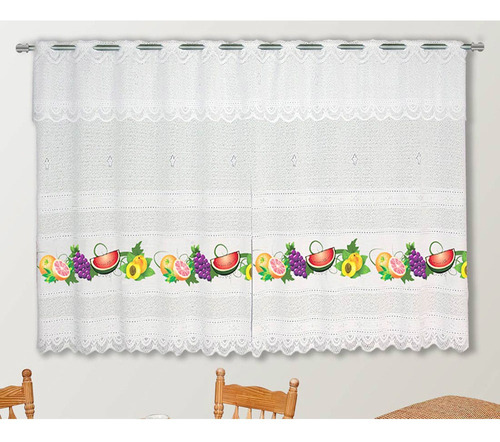 Cortina De Renda Frutas Para Cozinha 2,20m X 1,50m P/ Varão