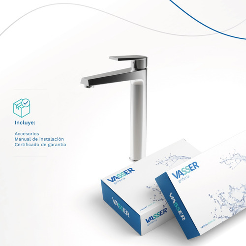 Grifería Lavatorio Monocomando Vasser Cromo Zafiro Baño Alto