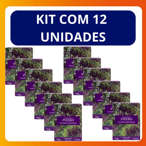 Kit C/12 Un Sabonete Em Barra Phebo Alfazema Provençal 100g