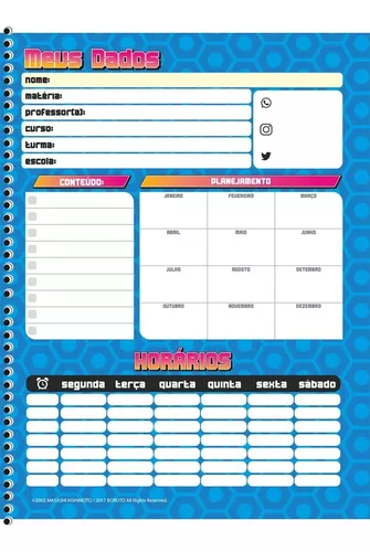 Caderno Espiral 1 Matéria Universitário Boruto 80 fls São Domingos