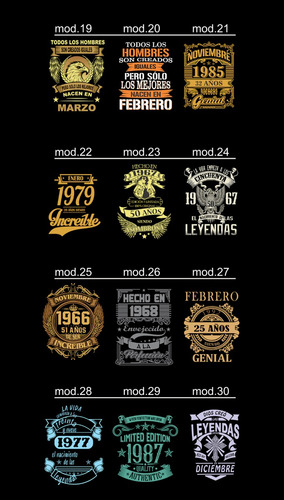 Imagen 4 de 4 de Remeras De Cumpleaños Personalizadas, Unisex, Full Print