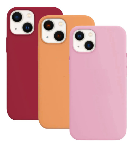 Capa iPhone 13 - Kit 3 Capinhas Premium Silicone Aveludado