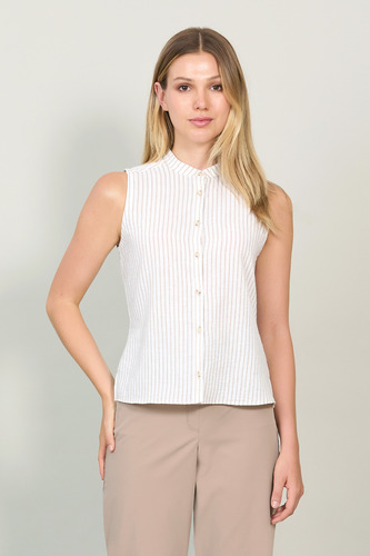 Blusa De Mujer A Rayas Sin Mangas,